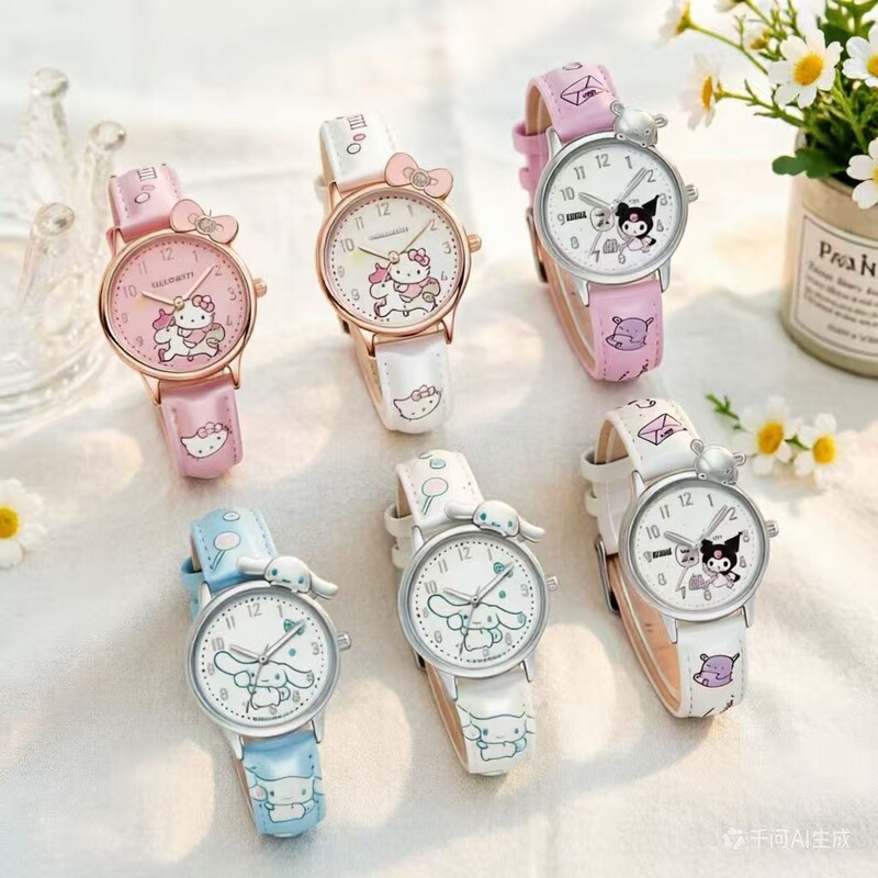 Cute Cartoon Hellokitty Cinnamoroll Girly Quartz Watch Student Best Friend Gift Waterproof Leather Strap Watch Cute Cartoon Hellokitty Cinnamoroll Girly Quartz Watch Student Best Friend Gift Waterproof Leather Strap Watch