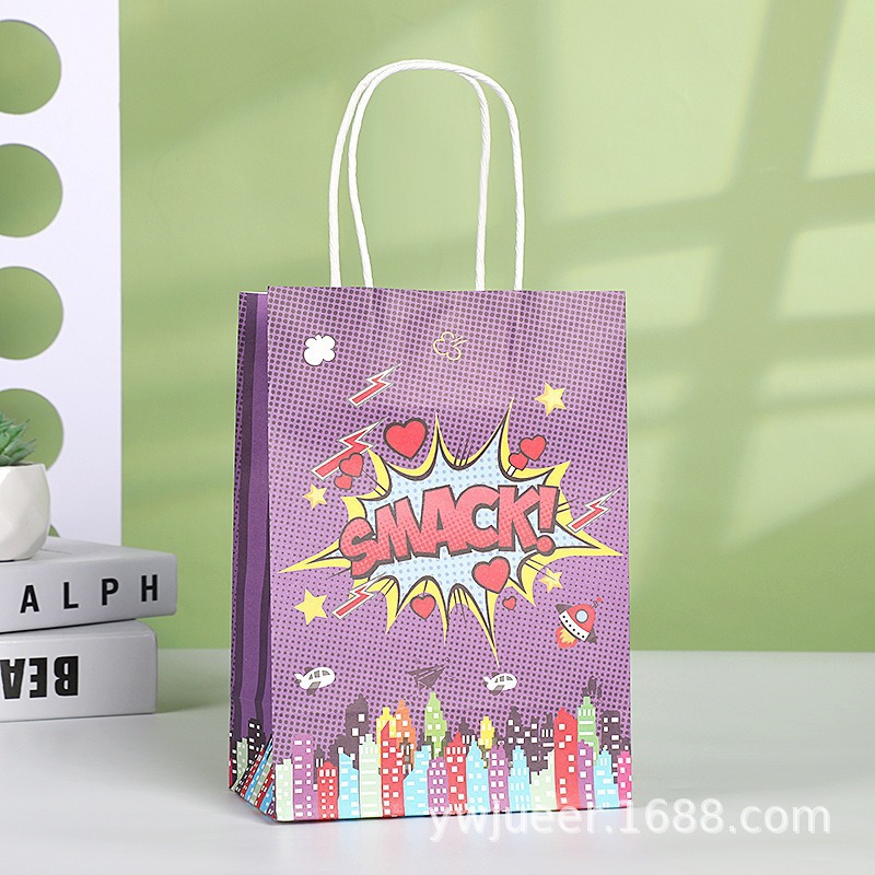 Bolsas de regalo de cumpleaños, bolsas de cartón cartón, bolsas de embalaje para llevar, bolsas de embalaje de regalo de fiesta para niños, bolsas de mano
