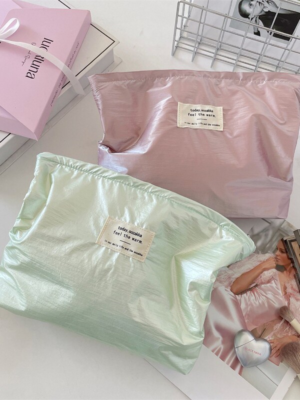 5691 西洋スタイルニッチシルバー光沢のある化粧品袋収納袋大容量ポータブルトイレタリーライナーバッグオーガナイザーバッグ|undefined
