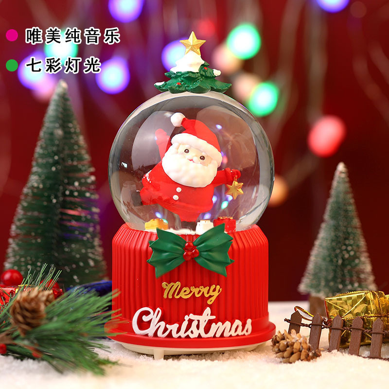 Nuevos productos transfronterizos regalos de Navidad creativos artesanía de resina decoración de escritorio adornos caja de sonido regalos de bola de cristal