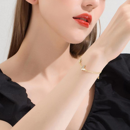 Korean Dongdaemun Shell Butterfly Bracelet Korean Version Women's Bracelet Electroplated Gold Jewelry Couple Best Friend Gift Accessory