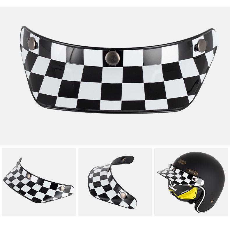 Motorcycle Helmet Brim Motorcycle Retro Helmet Three-Button Sun Visor Prince Helmet Flying Helmet Brim My01