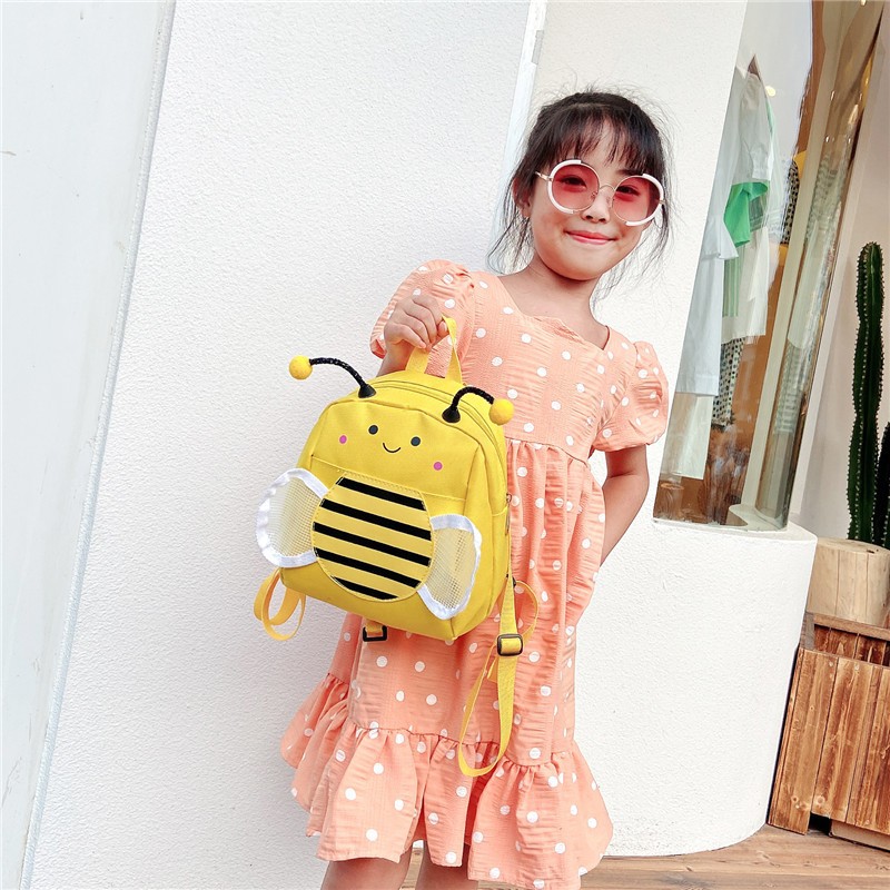 Nueva linda pequeña abeja anti-perdida niños mochila niño de dibujos animados mochila bebé kindergarten niña mochila