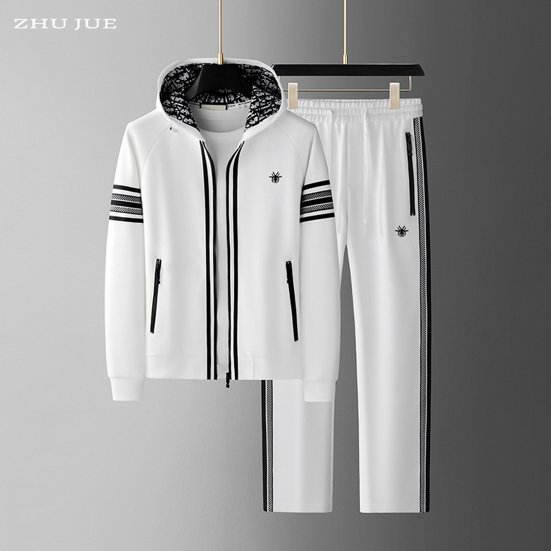 European Men's Clothing 2025 Autumn and Winter Hooded Cardigan Two-Piece Set Men's Korean Style Trendyy Sports Sweatshirt with Pants Suit