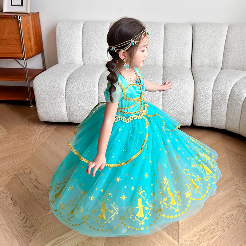 Jasmine prinsessklänning för flickor kostym cosplay jul_voghion.com