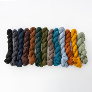 Pure color cotton and linen scarf autumn and winter new foreign trade twist scarf wholesale natural wrinkle pure linen scarf women shawl