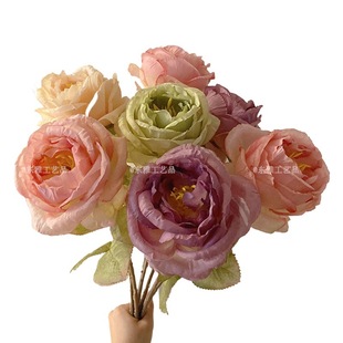 Cross-border Retro Simulation Rubber-edged Rose Scorched Single Roasted-edged Fake Flower Wedding Holding Flower Simulation Coked-edged Rose