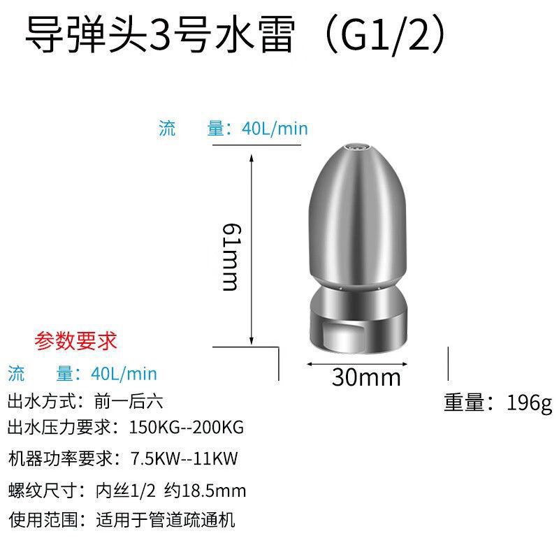 安路仕水老鼠管道疏通高压喷嘴下水道清洗机1/4接头3/8快插式冲洗|undefined