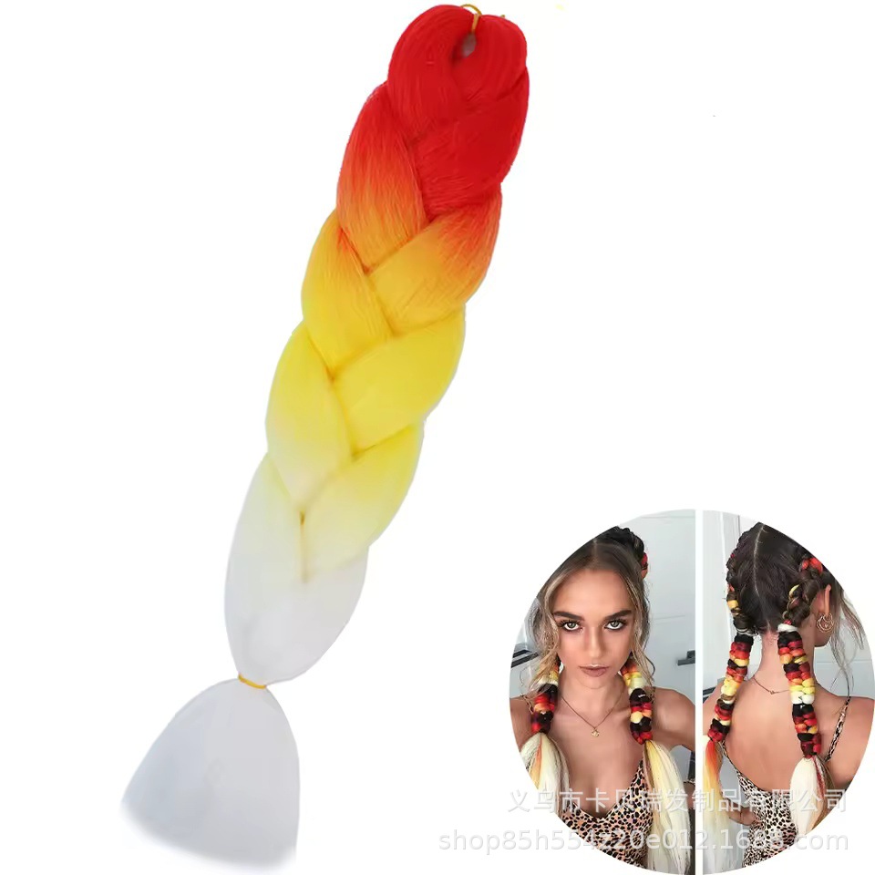 Xuchang pelucas al por mayor seda de alta temperatura teñido africano gran trenza jumbobraid fibra química colorida trenza sucia venta caliente