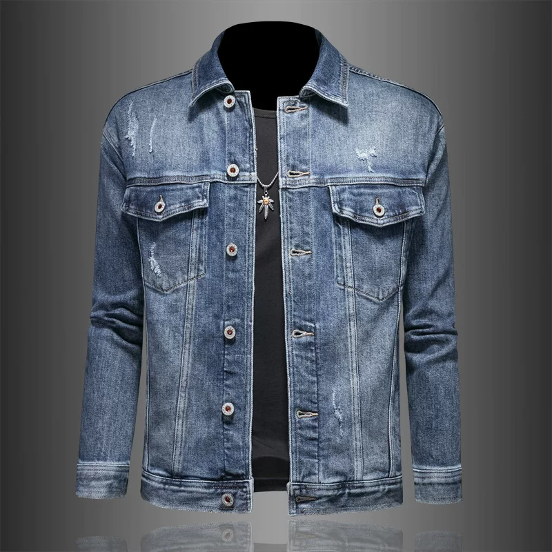 Мужской джинсовый жакет, худи, Slim Fit, 2023