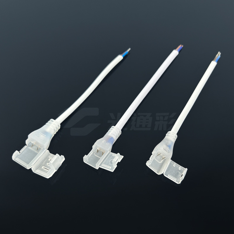 Tira de luces LED impermeable recubierta de goma con conectores precableados, tira de luces de neón de 12V/24V/220V, conectores a prueba de perforaciones sin soldadura