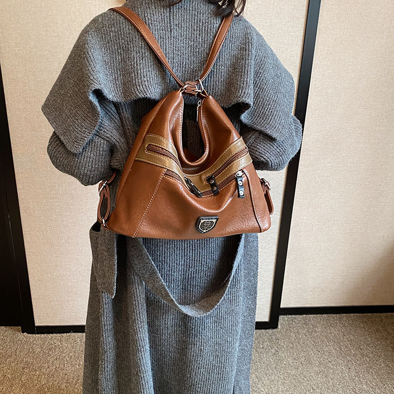 Femeii geantă de mână de umăr dublu Crossbody geantă de mână de mare capacitate geantă de mână retro cu un umăr la subraț_voghion.com