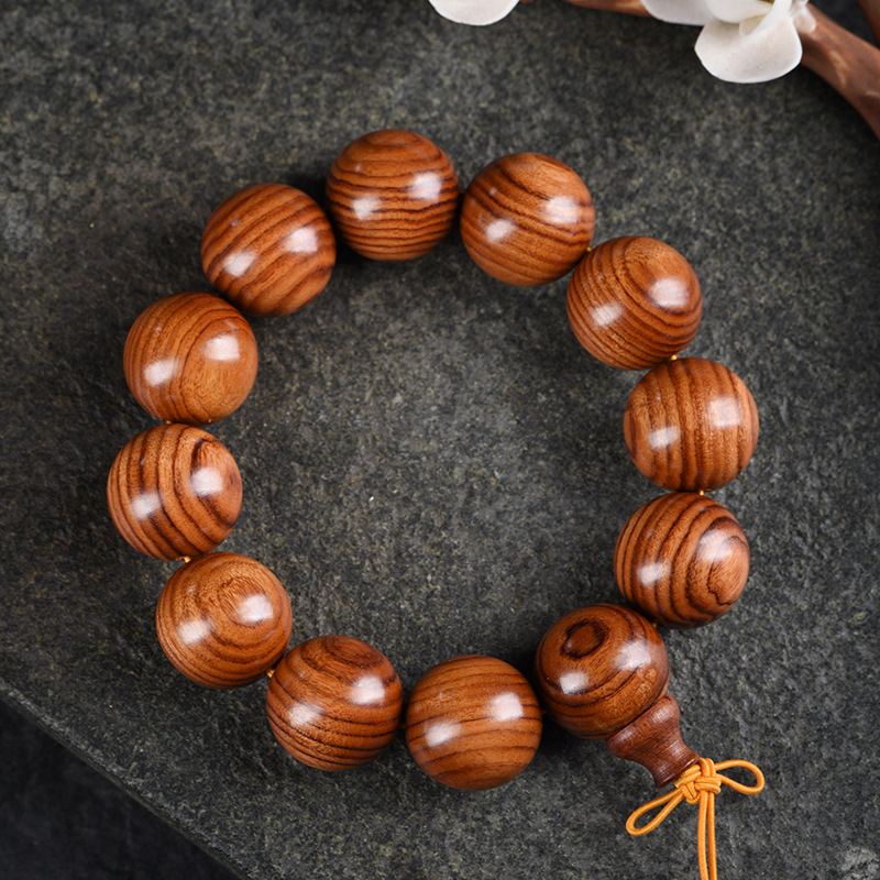 African Yellow Rosewood Large-Leaf Yellow Rosewood Prayer Beads Bracelet Live Streaming Popular Style Non-Yellow Men's and Women's Bracelet Trendy Cultural Item