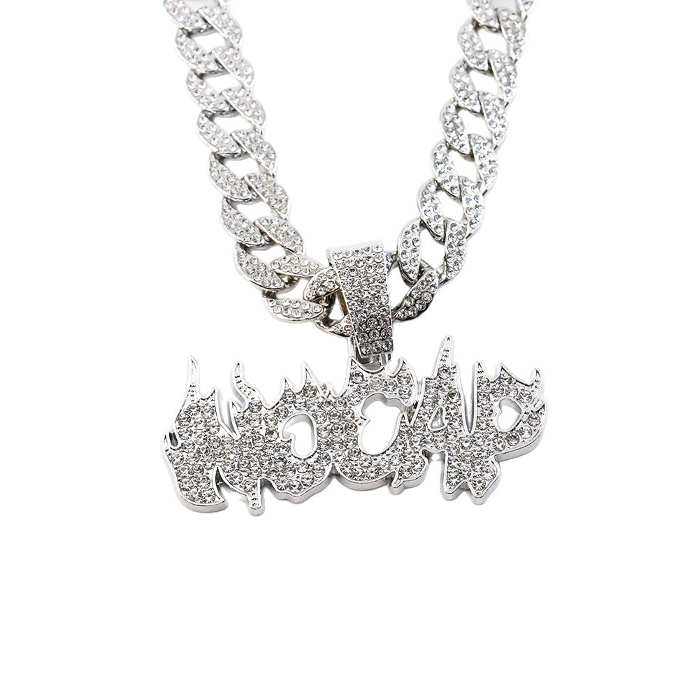Llama transfronteriza letras NOCAP collar de aleación colgante cadena de moda cubana collar de moda moda hombre hip hop