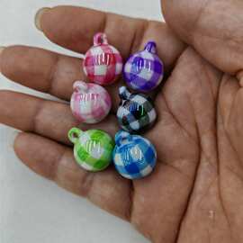 16mm镀UV彩格子吊孔珠 DIY手工串珠散珠钥匙挂件耳环项链饰品配件