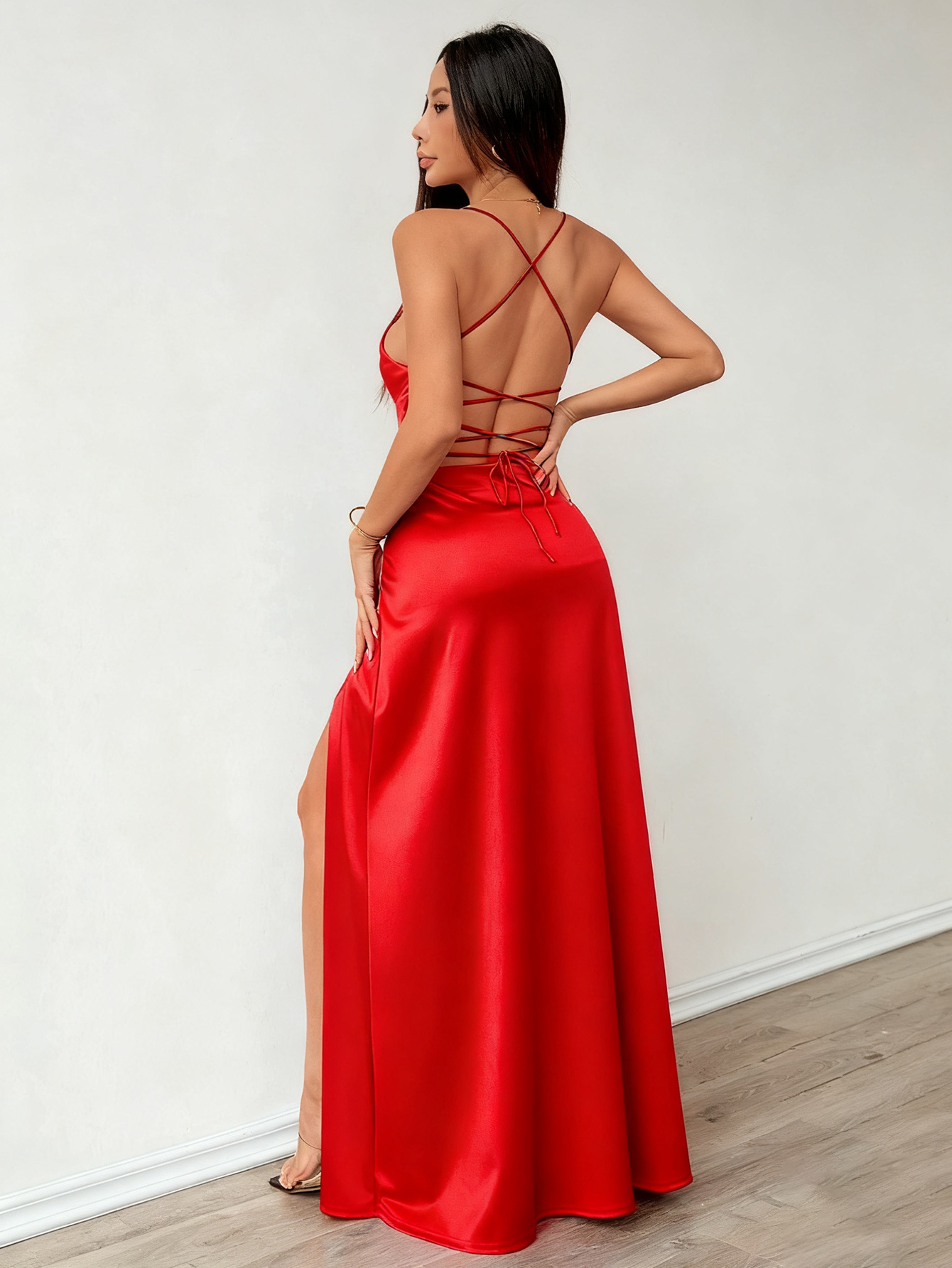 Robe K neuve avec caraco et fente, robe de soirée élégante et luxueuse_voghion.com