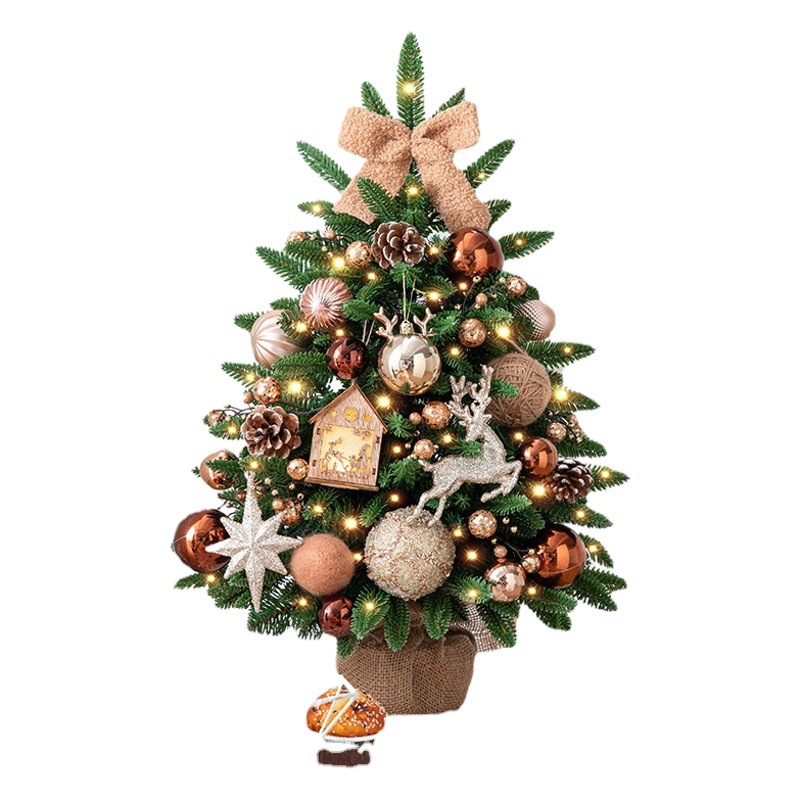Transfronterizo nueva hoja mixta 60cm Escritorio de lujo PE hoja cifrado Paquete de Navidad árbol de Navidad decoraciones para el hogar