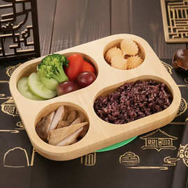 木质分格餐盘儿童宝宝辅食盘家用竹制餐盘婴儿餐具分餐盘实木托盘