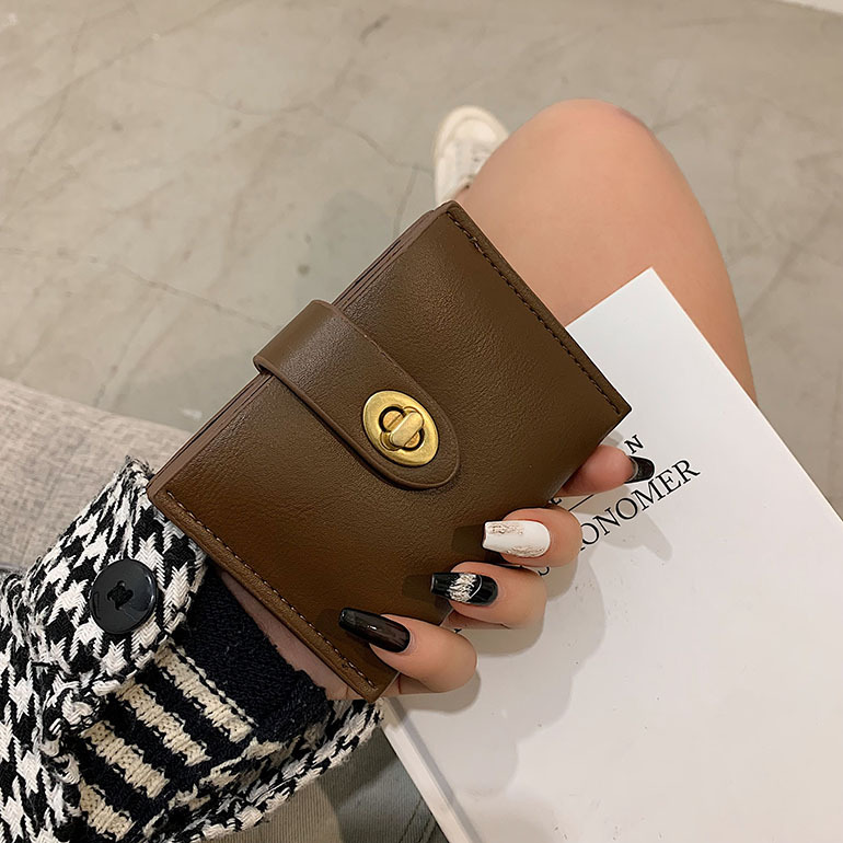 Women's Solid Color Pu Leather Lock Clasp Wallets display picture 2