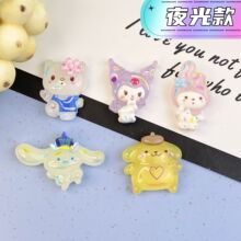 夜光款彩绘可爱卡通狗兔子熊树脂头饰装饰品手DIY工配件材料批发