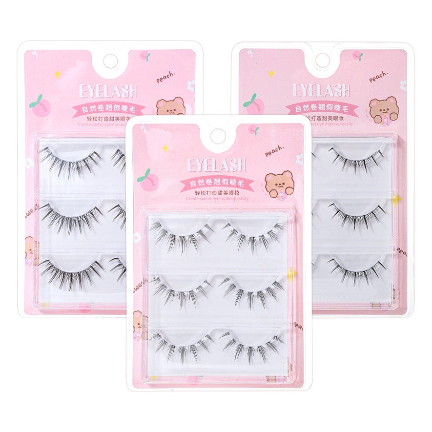 LMLTOP diablo pestañas postizas 3 pares de sol natural flor hadas de una sola pieza pestañas cómicas SY901