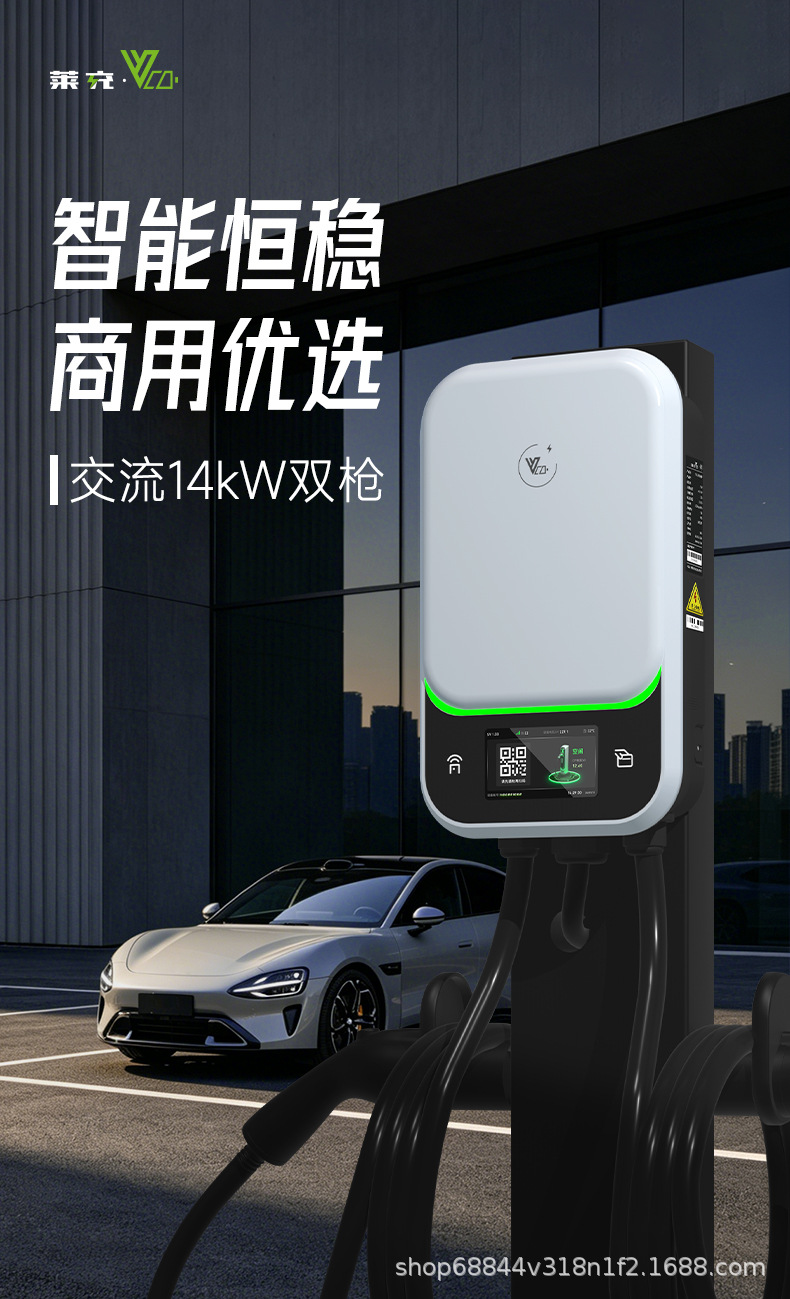 Laichong Commercial Dual-Gun 7Kw New Energy Electric Vehicle Charging Station for Factories and Hotels, 7Kw Charging with Qr Code and Card Swiping