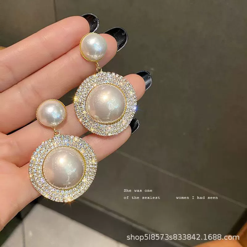 Серебряная игла из жемчига, ретро модные серьги, образец серебра 925, инкрустированные алмазами, европейский стиль, яркий запоминающийся стиль, высокий качественный стиль
