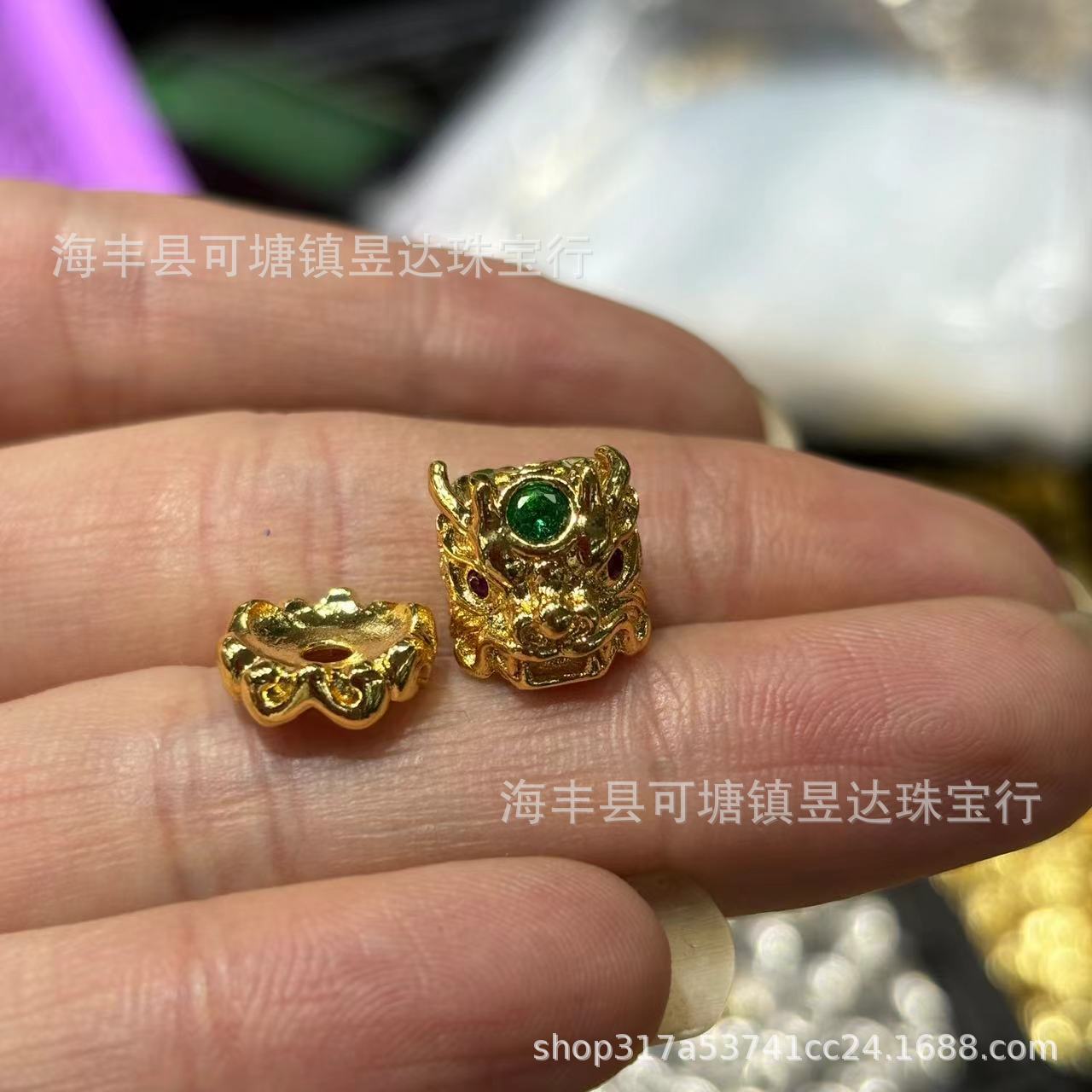 铜镀18K系列锆石微镶隔珠龙头卡环两件套手链手工diy材料文玩配饰