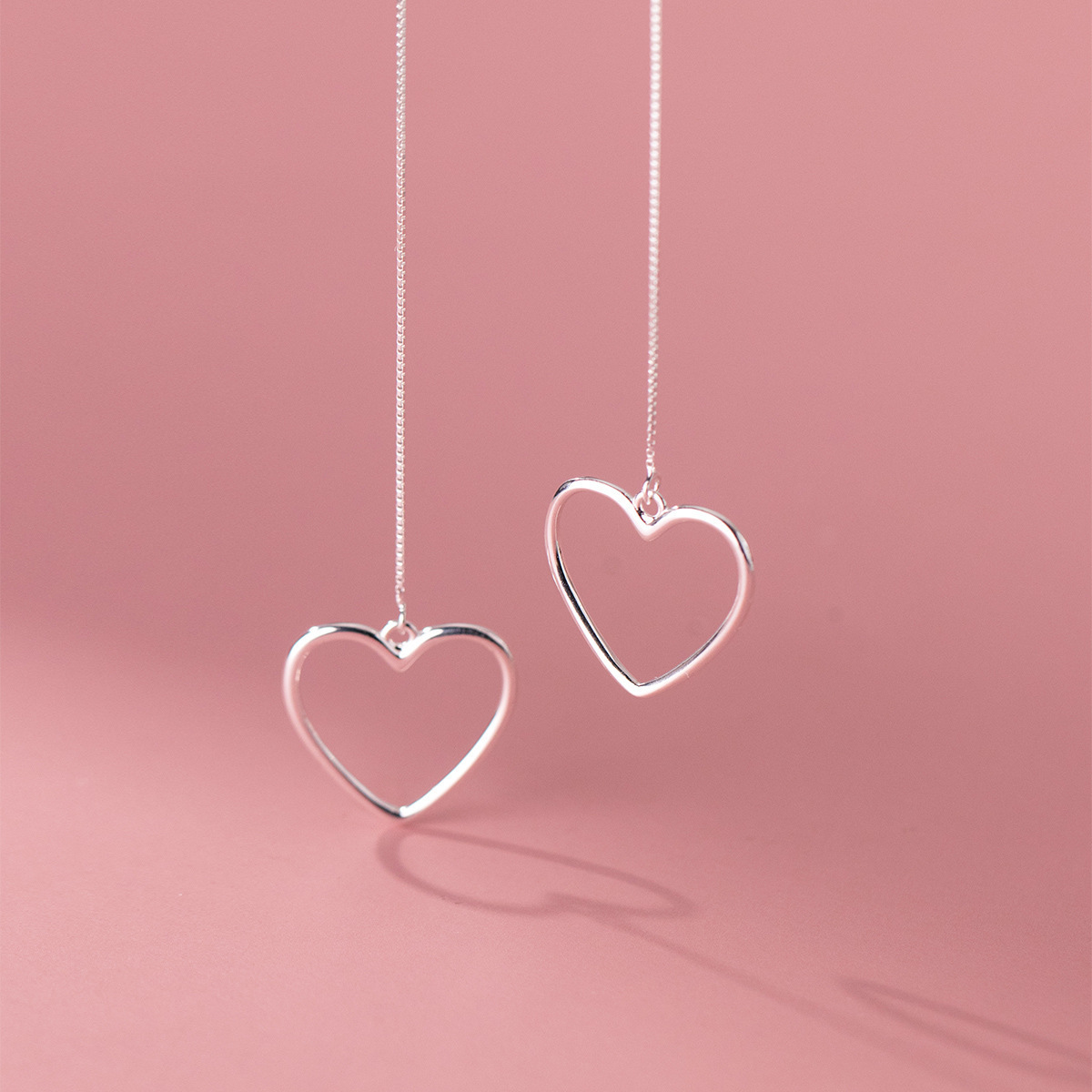 Eloch Eloch S925 amor de plata esterlina orejas huecas en forma de corazón orejas largas para mujeres M03522 image 2