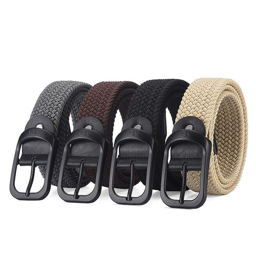 Men's Holeless Elastic Woven Belt Student Needle Fastener Adjustable Belt for Youth and Women Fashion Pants Belt