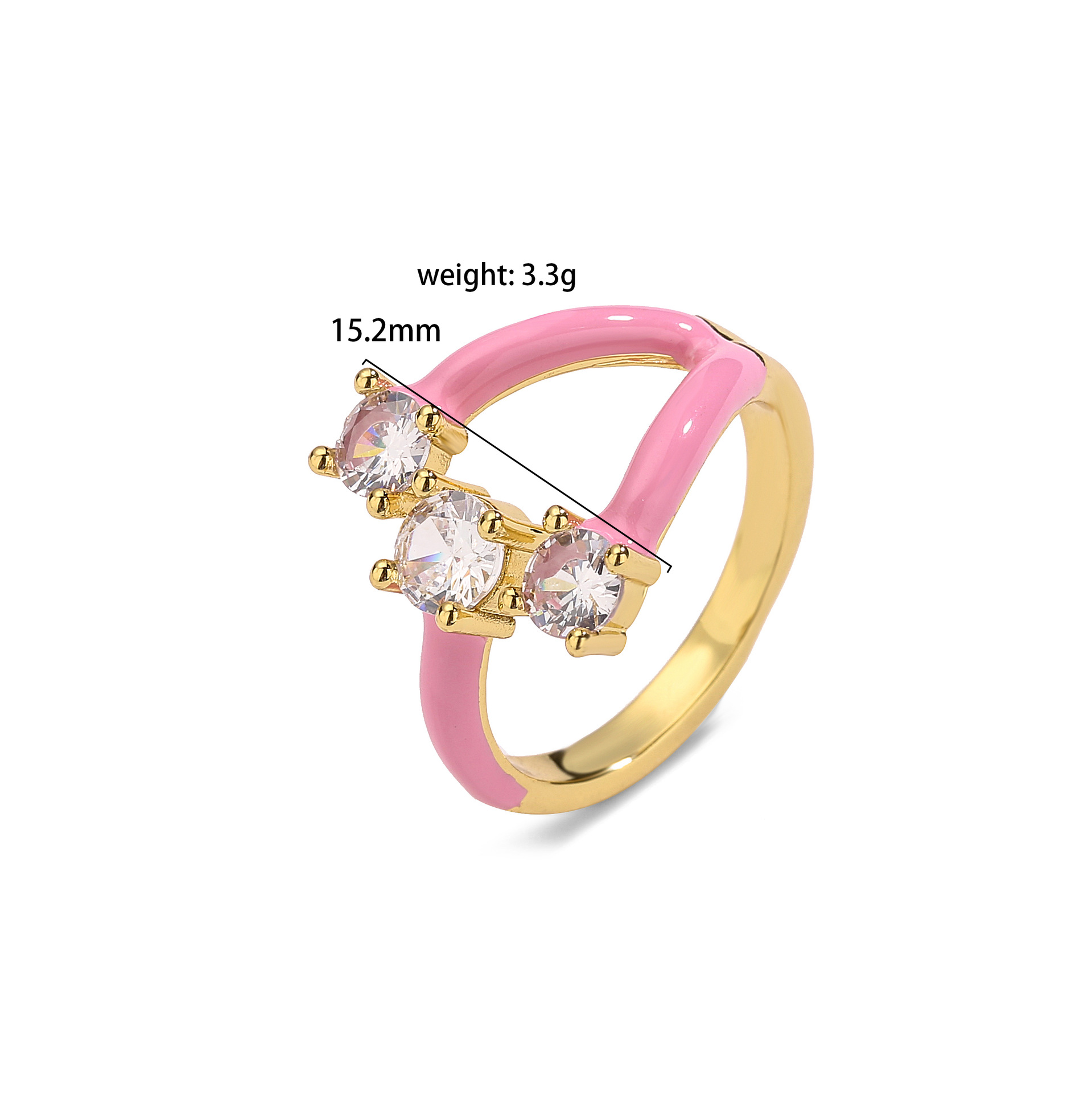 Fashion Geometric Copper Enamel Zircon Open Ring