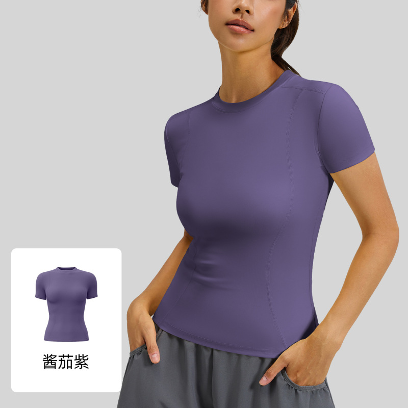 春夏修身運動半袖tシャツヨガ服上着女性フィットネスガードルランニングヨガ半袖|undefined