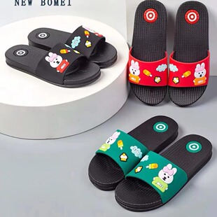 24 New Bomei summer outdoor cartoon drop plastic black bottom women's slippers home non-slip good quality plastic slippers