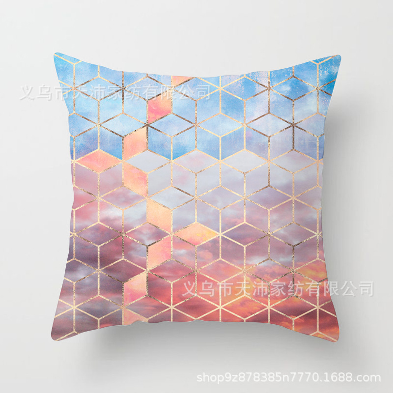 Funda de almohada personalizada con logotipo corporativo, funda de cojín geométrica de Amazon, terciopelo piel de melocotón, cojín para sofá de sala de estar, moderno y minimalista