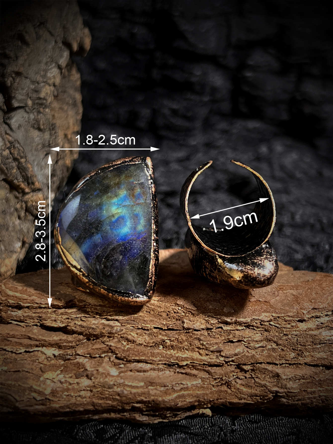 One Size Ring Size Retro Exaggerated Geometric Gem Copper Open Rings In Bulk