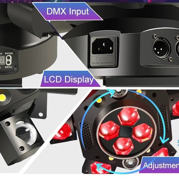 Seis brazos King Kong bola mágica patrón estroboscópico luz láser barra bungee luces de escenario KTV luces flash giratorias sacudeca luz