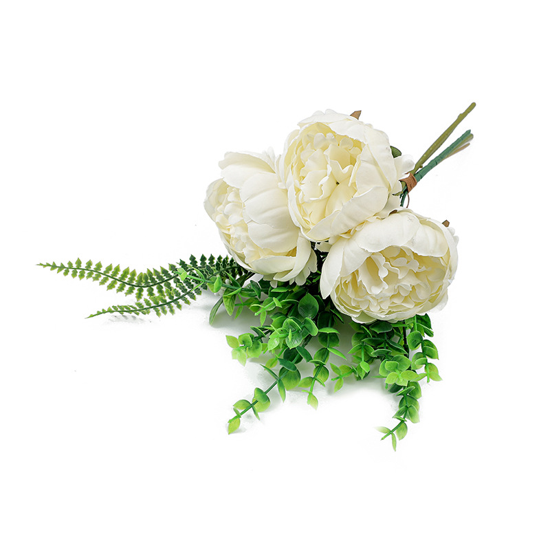 Envío Gratis, Flores Artificiales, Rosa Perla, Peonía, Ramo de Novia, Hojas de Eucalipto, Fotografía de Bodas, Ramo de Mano