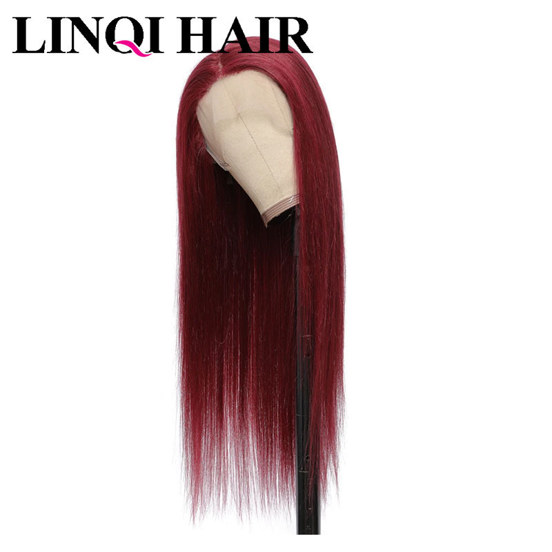 Real Human Hair Wig Lace Cap Full Real Hair Women Lace Wig 13X6 Straight Hair 99J