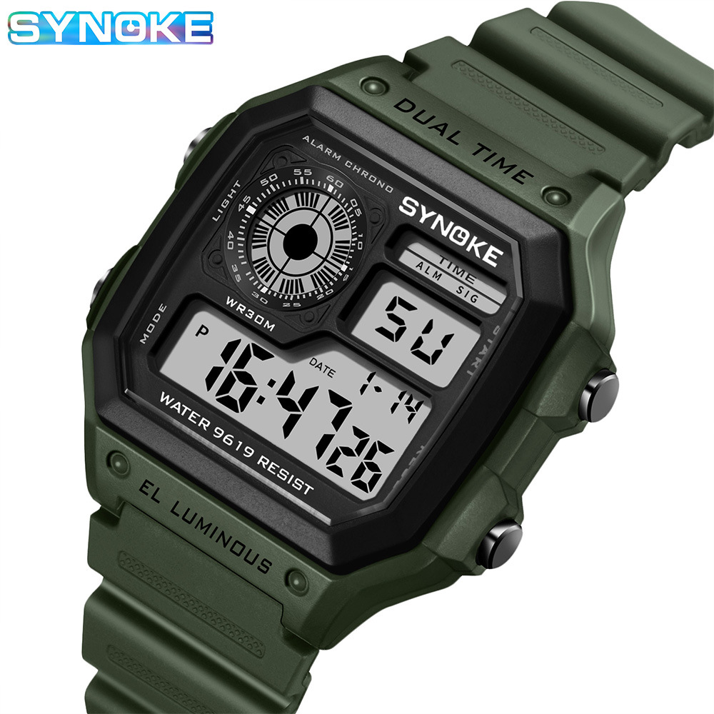 SYNOKE reloj electrónico luminoso impermeable Deportivo Ligero cuadrado clásico reloj de estudiante Mercado del sudeste asiático