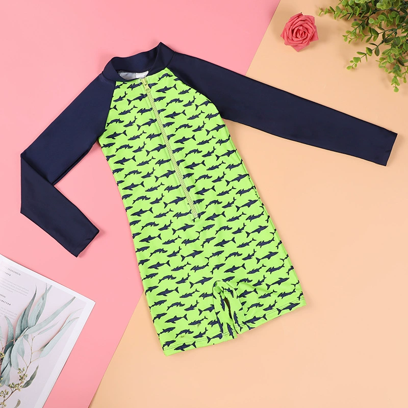 Детский купальник цельный Боксер с защитой от солнца средний и большой детский купальник