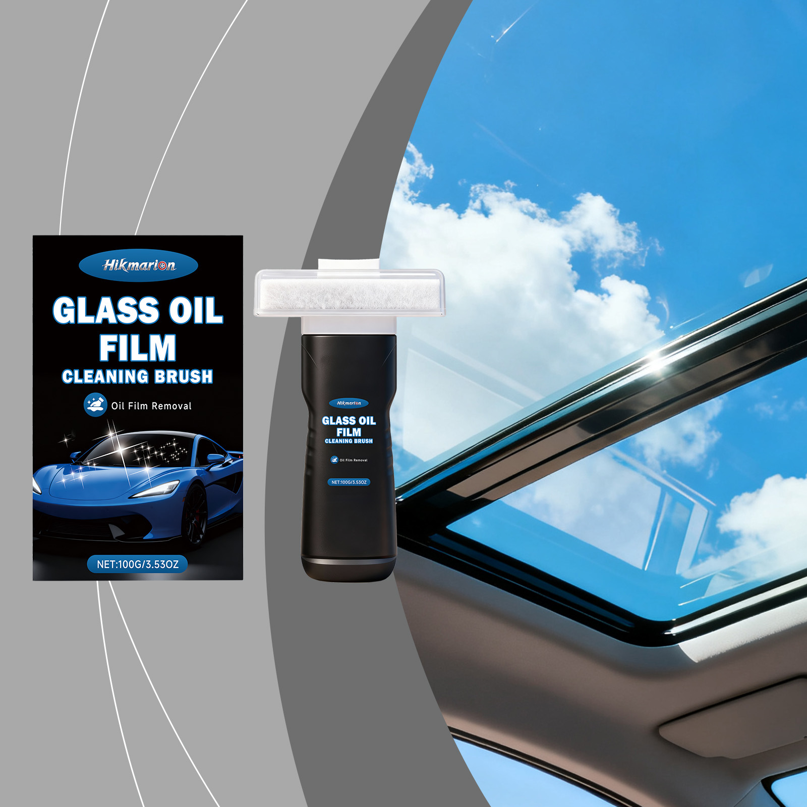 Hikmarion Car Glass Oil Film Brush Window Windshield Oil Film Cleaning Clear Vision Oil Film Brush