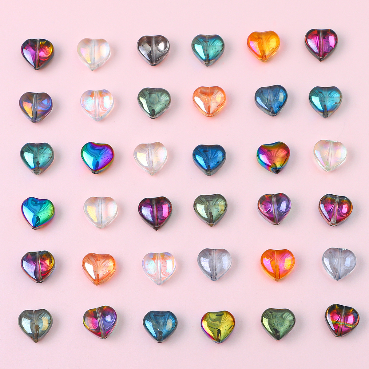 20 Pieces Glass Heart Shape Beads display picture 2