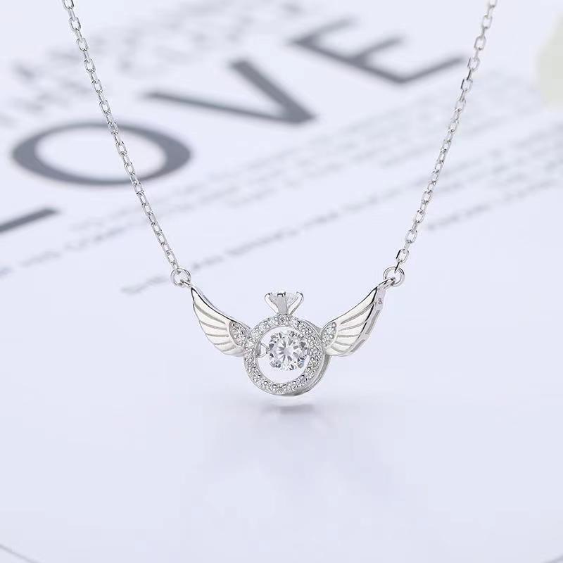 Fashion Simple Style Angel Wings Heart Shape Copper Plating Inlaid Zircon Zircon Pendant Necklace display picture 2