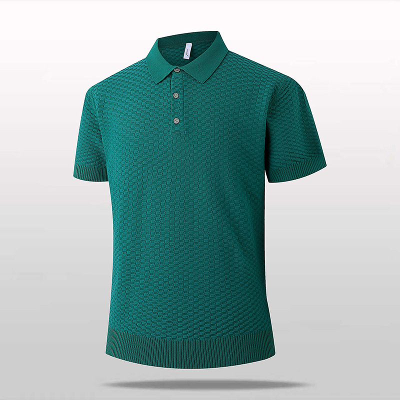 Polo camiseta de punto camiseta de manga corta hombre waffle vieja camiseta de hielo delgada de verano fábrica transfronteriza al por mayor