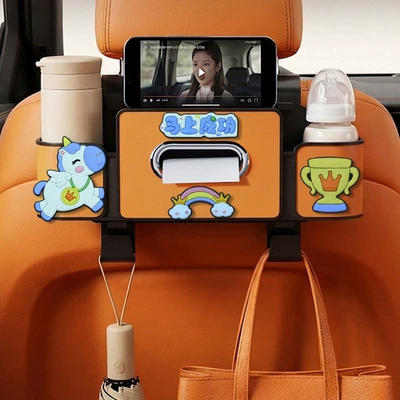 tissue box, rear storage box, Car cup holder/beverage holder - immediate-success-4-in-1-seat-storage-box-4th-generation-orange