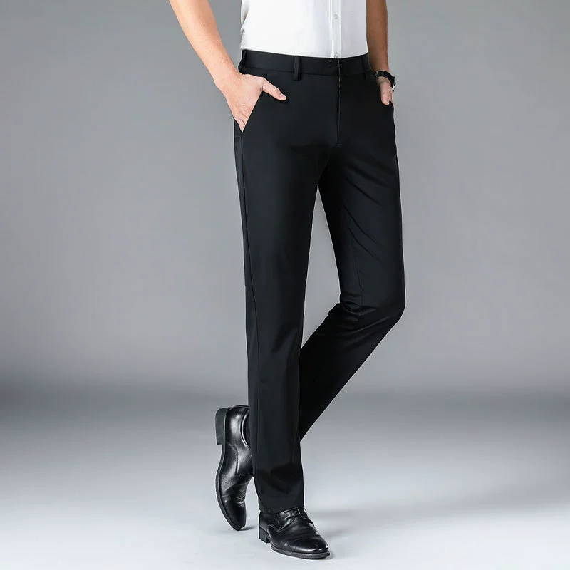 Elastic silk thin summer trousers, loose straight fit, high waist, wholesale