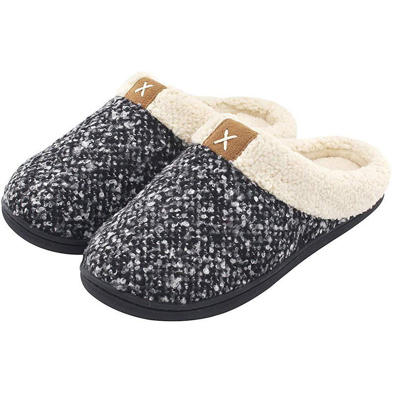 Spot men and women cross-border e-commerce Amazon comfortable memory foam slippers wool plush arch shoes spot