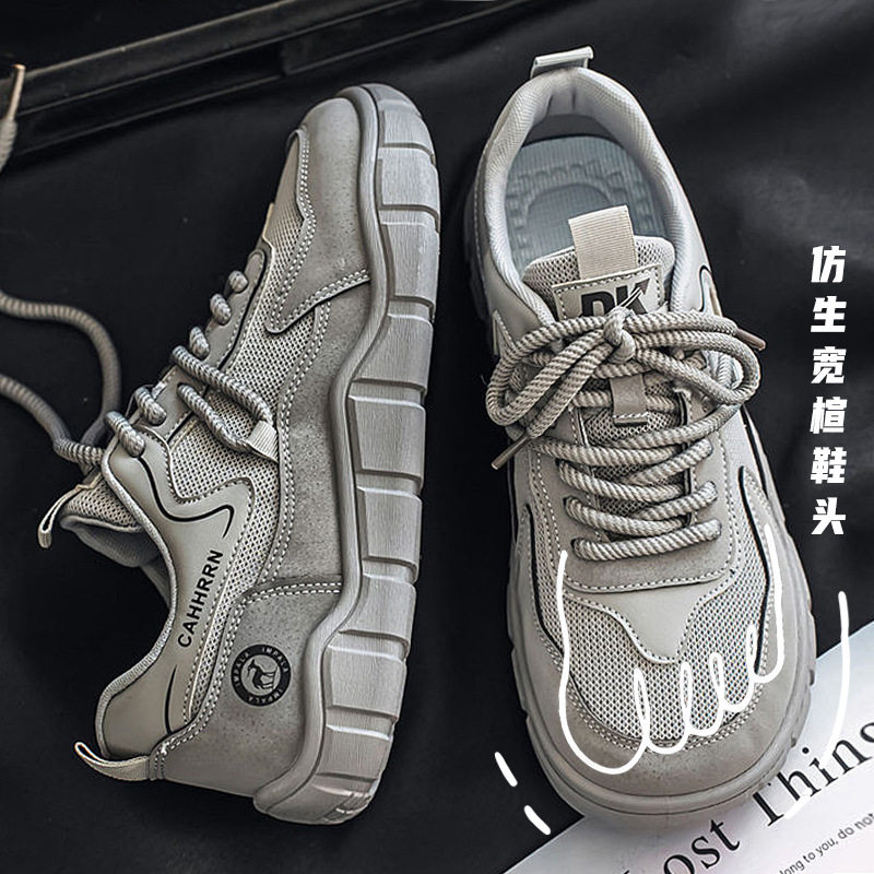 Giày nam mũi rộng thân lưới thoáng khí đế mềm phong cách thể thao casual, gót thấp 1-3 cm — 5019 màu xám, 5019 xám đen, 5019m màu