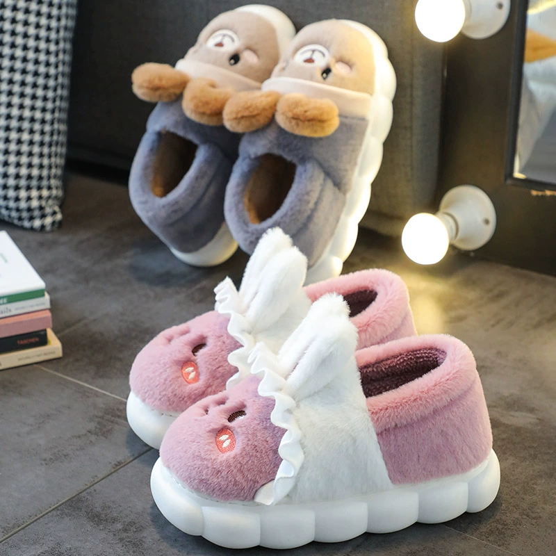 Winter cartoon slippers platform, non-slip footwear indoor, keep warm shoes