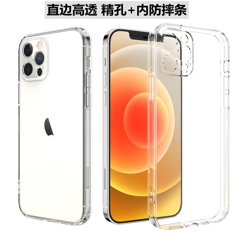 Iphone17 Straight-Edge High-Transparency Phone Case with Transparent Stripes, Anti-Drop, Suitable for Apple 16Promax, Full Coverage, Precise Cutouts 15